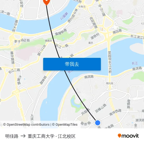 明佳路 to 重庆工商大学 - 江北校区 map