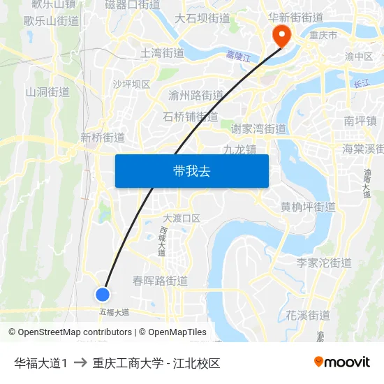 华福大道1 to 重庆工商大学 - 江北校区 map