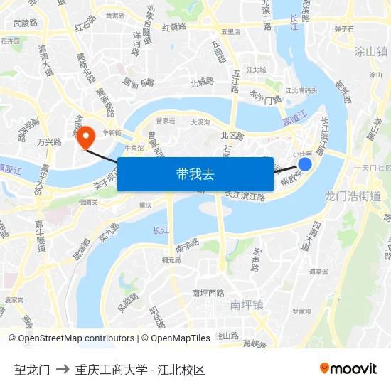 望龙门 to 重庆工商大学 - 江北校区 map