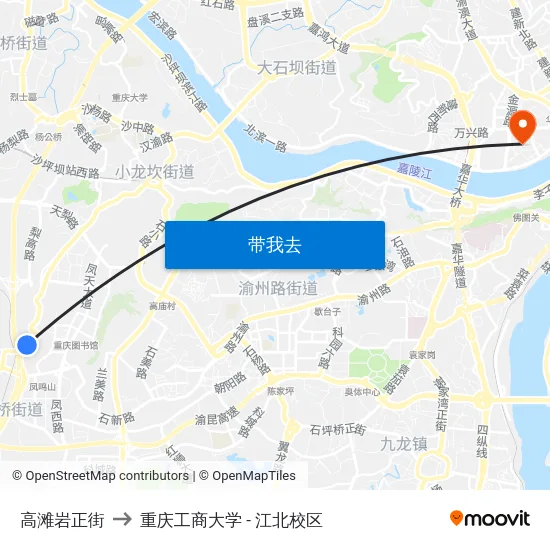 高滩岩正街 to 重庆工商大学 - 江北校区 map