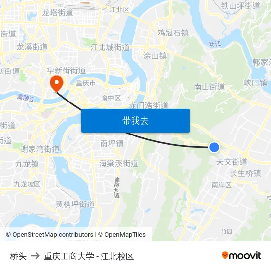桥头 to 重庆工商大学 - 江北校区 map