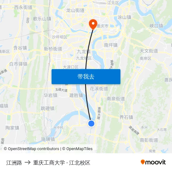 江洲路 to 重庆工商大学 - 江北校区 map