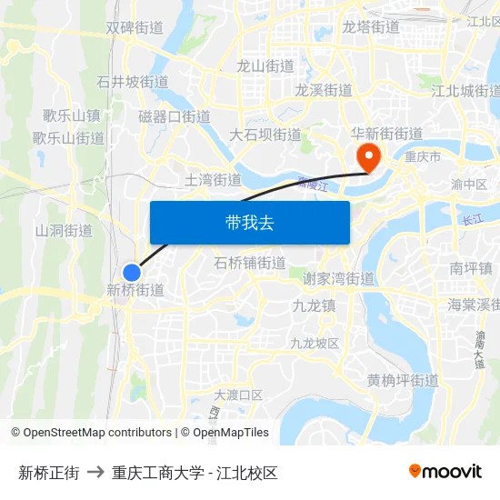 新桥正街 to 重庆工商大学 - 江北校区 map