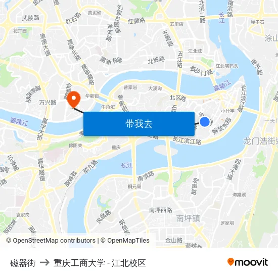 磁器街 to 重庆工商大学 - 江北校区 map