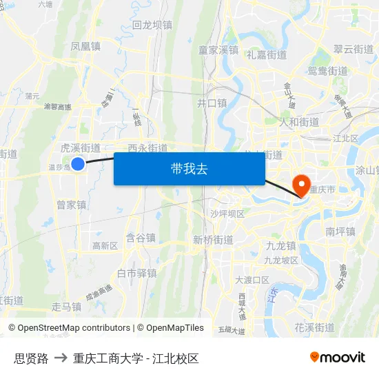 思贤路 to 重庆工商大学 - 江北校区 map