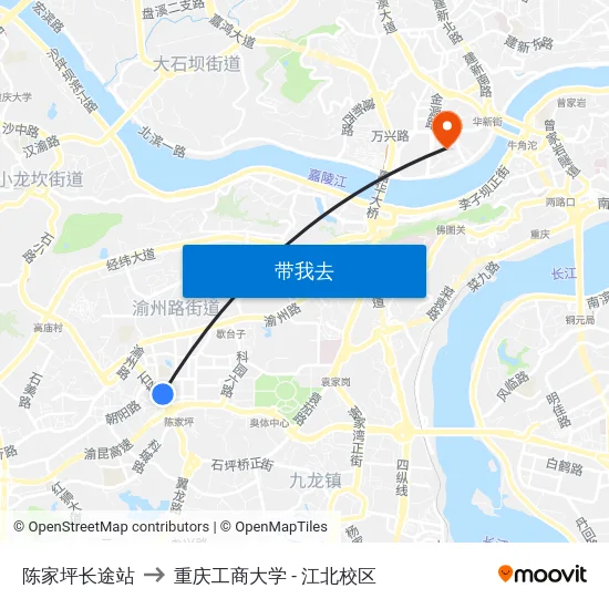 陈家坪长途站 to 重庆工商大学 - 江北校区 map