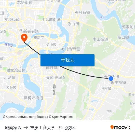 城南家园 to 重庆工商大学 - 江北校区 map