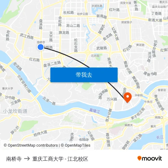 南桥寺 to 重庆工商大学 - 江北校区 map