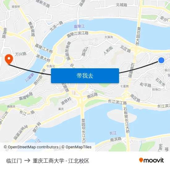 临江门 to 重庆工商大学 - 江北校区 map