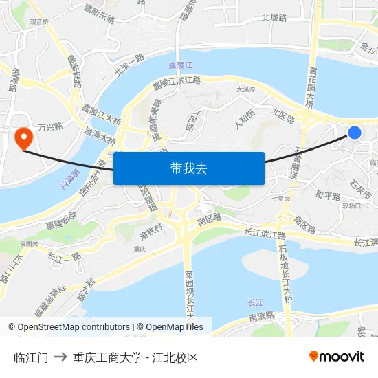 临江门 to 重庆工商大学 - 江北校区 map