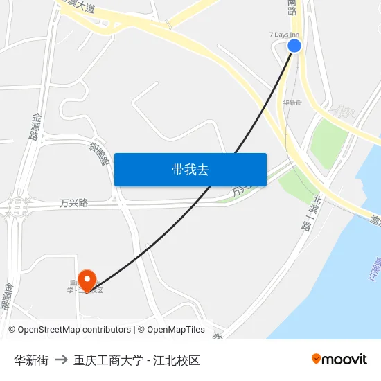 华新街 to 重庆工商大学 - 江北校区 map
