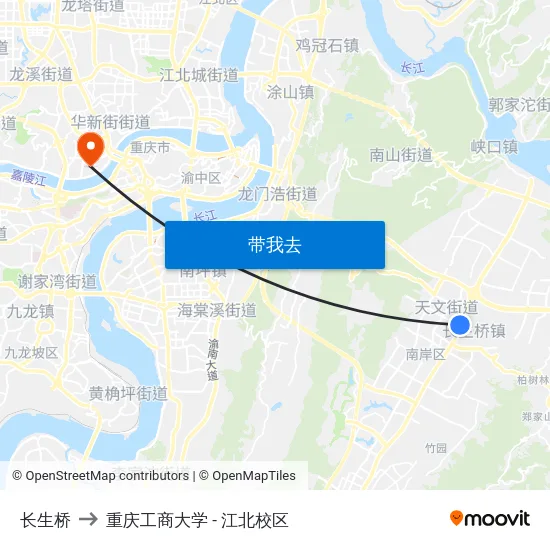 长生桥 to 重庆工商大学 - 江北校区 map