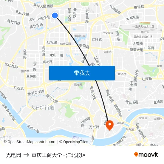 光电园 to 重庆工商大学 - 江北校区 map