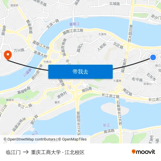 临江门 to 重庆工商大学 - 江北校区 map