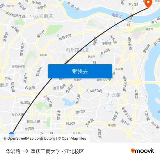 华岩路 to 重庆工商大学 - 江北校区 map