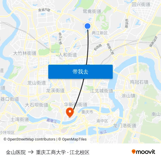 金山医院 to 重庆工商大学 - 江北校区 map