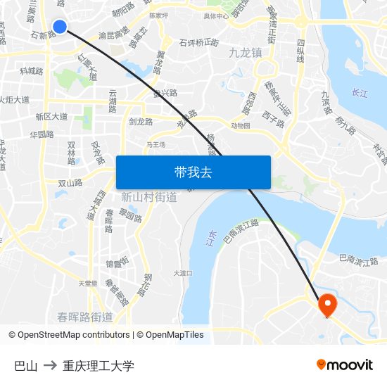 巴山 to 重庆理工大学 map