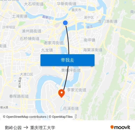 鹅岭公园 to 重庆理工大学 map