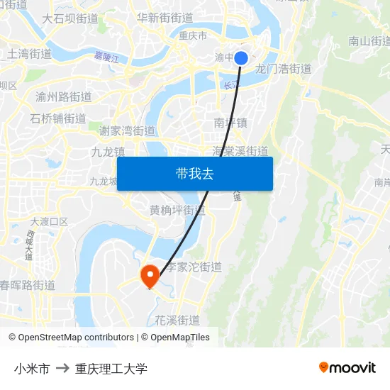 小米市 to 重庆理工大学 map