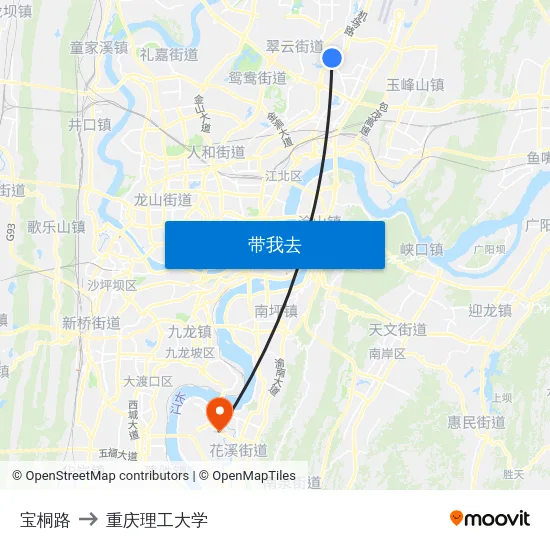 宝桐路 to 重庆理工大学 map