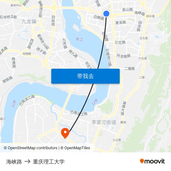 海峡路 to 重庆理工大学 map