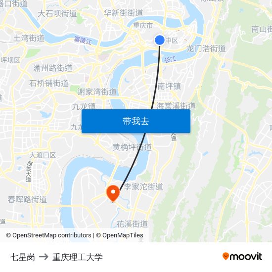 七星岗 to 重庆理工大学 map