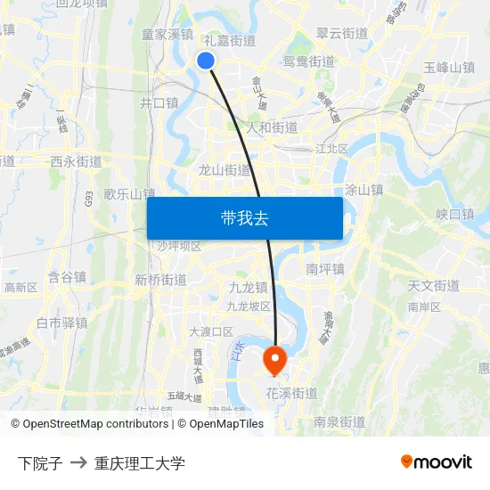 下院子 to 重庆理工大学 map