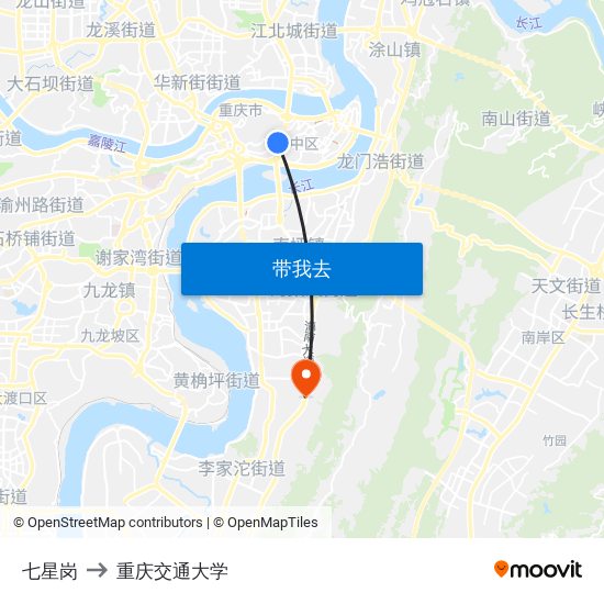 七星岗 to 重庆交通大学 map