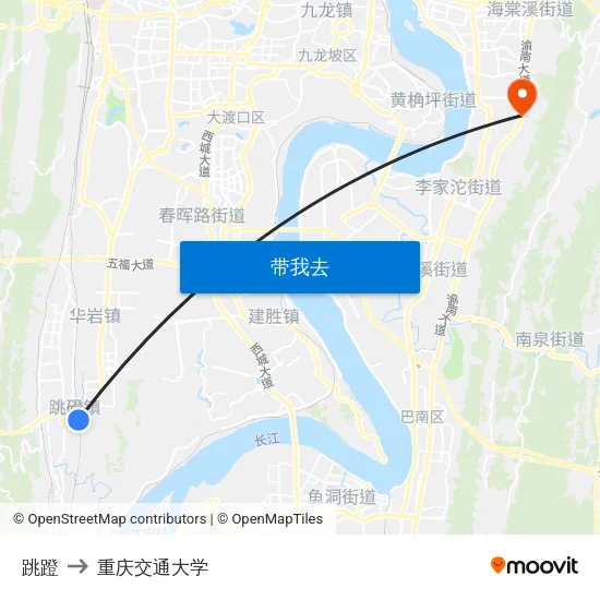 跳蹬 to 重庆交通大学 map