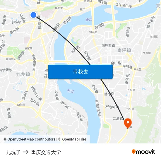 九坑子 to 重庆交通大学 map