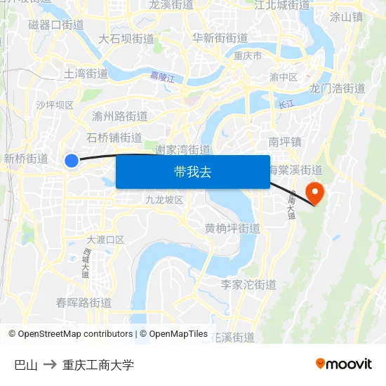 巴山 to 重庆工商大学 map