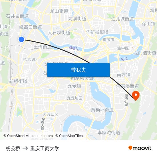 杨公桥 to 重庆工商大学 map