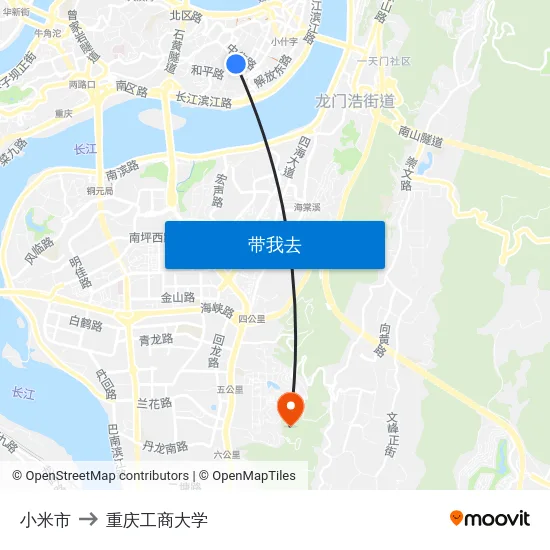 小米市 to 重庆工商大学 map