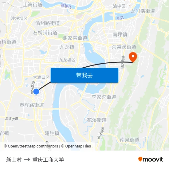 新山村 to 重庆工商大学 map