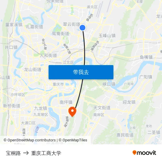 宝桐路 to 重庆工商大学 map