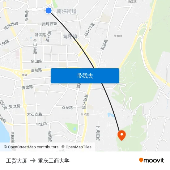 工贸大厦 to 重庆工商大学 map