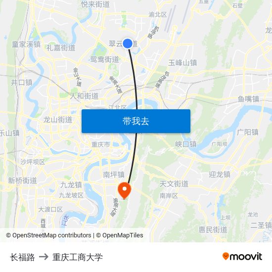 长福路 to 重庆工商大学 map