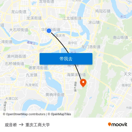 观音桥 to 重庆工商大学 map