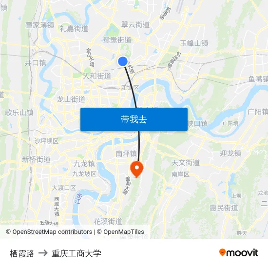 栖霞路 to 重庆工商大学 map