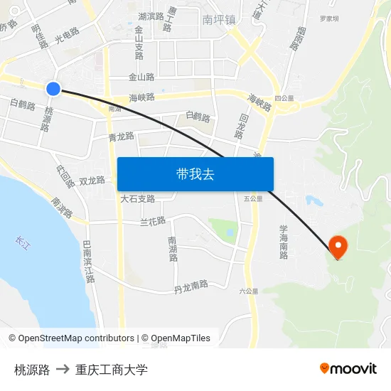 桃源路 to 重庆工商大学 map