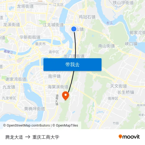 腾龙大道 to 重庆工商大学 map