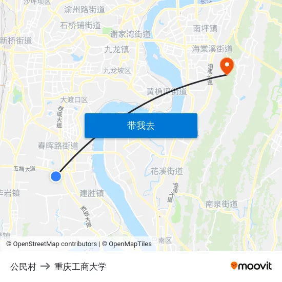 公民村 to 重庆工商大学 map