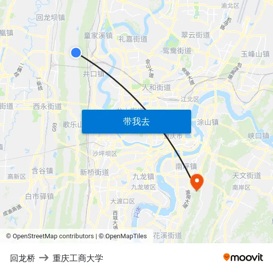 回龙桥 to 重庆工商大学 map