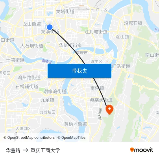 华蓥路 to 重庆工商大学 map