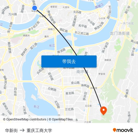 华新街 to 重庆工商大学 map