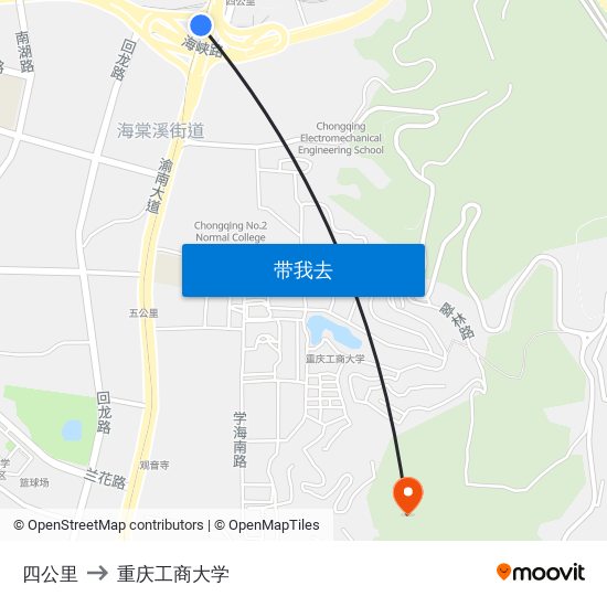 四公里 to 重庆工商大学 map