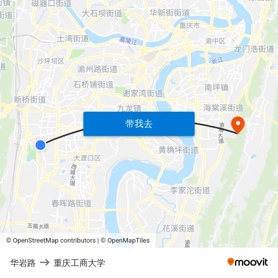 华岩路 to 重庆工商大学 map