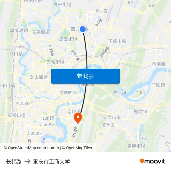 长福路 to 重庆市工商大学 map