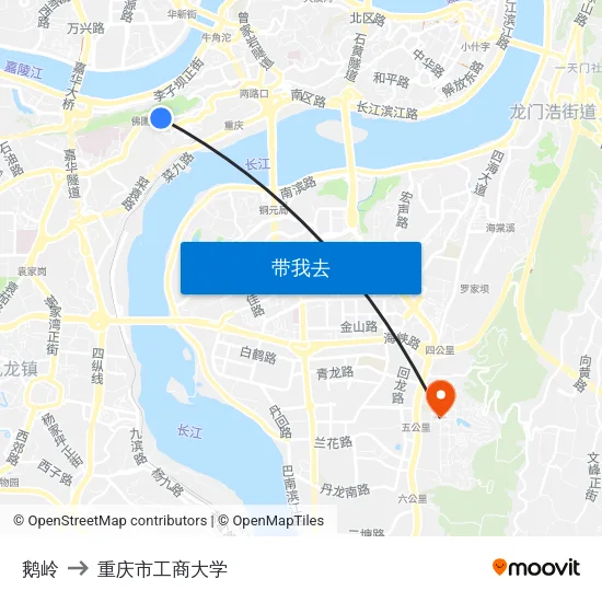 鹅岭 to 重庆市工商大学 map