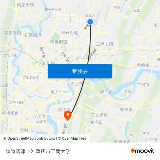 轨道碧津 to 重庆市工商大学 map